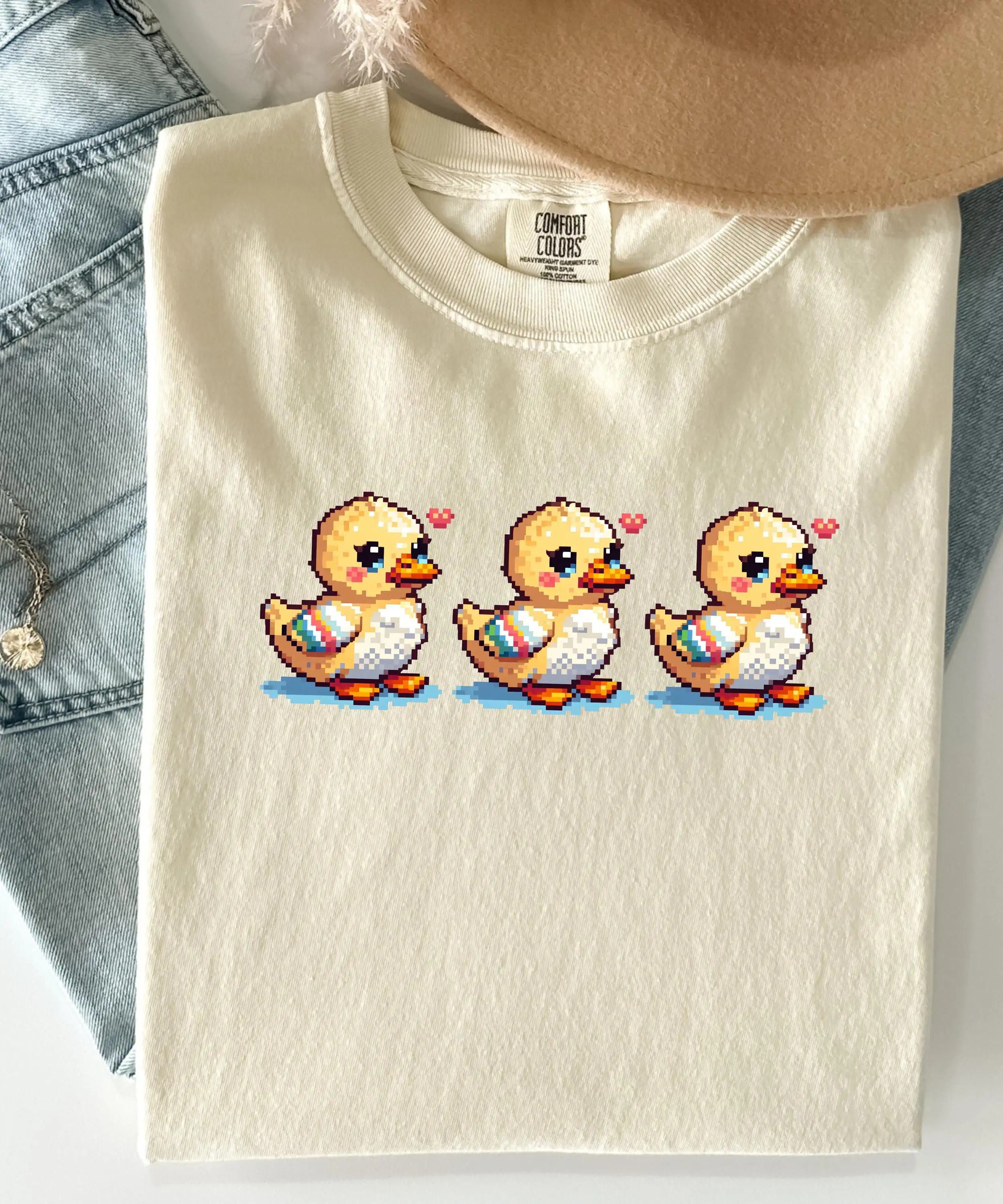 Pixel Cute Ducks T Shirt Retro - Retro Gaming T Shirt ulasan dan harga