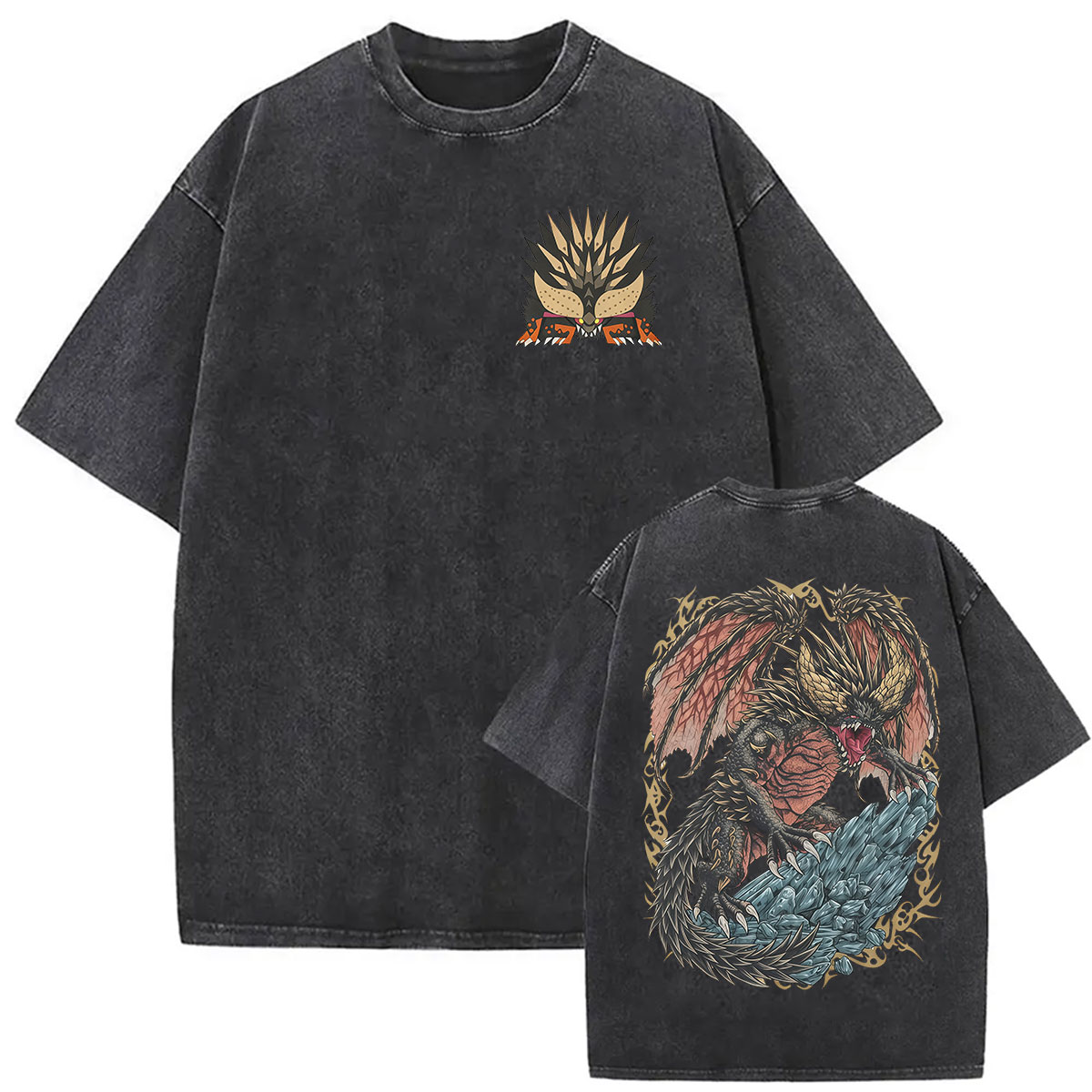 Vintage Washed Monster Hunter  - Retro Gaming T Shirt ulasan dan harga