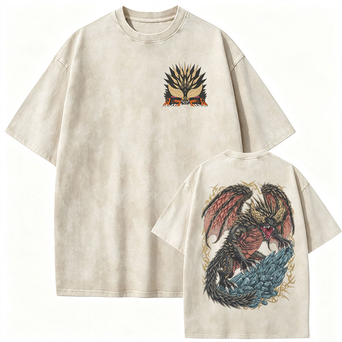 Vintage Washed Monster Hunter  - Retro Gaming T Shirt ulasan dan harga