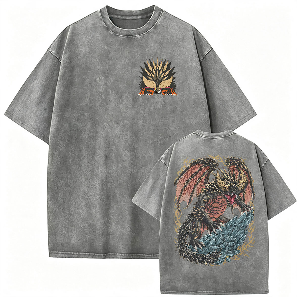 Vintage Washed Monster Hunter  - Retro Gaming T Shirt ulasan dan harga