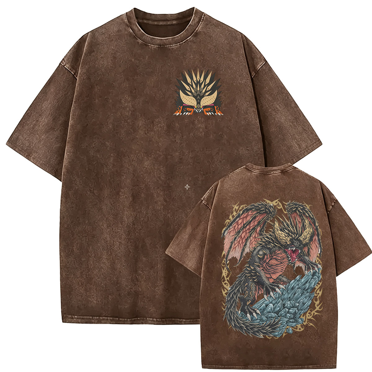 Vintage Washed Monster Hunter  - Retro Gaming T Shirt ulasan dan harga